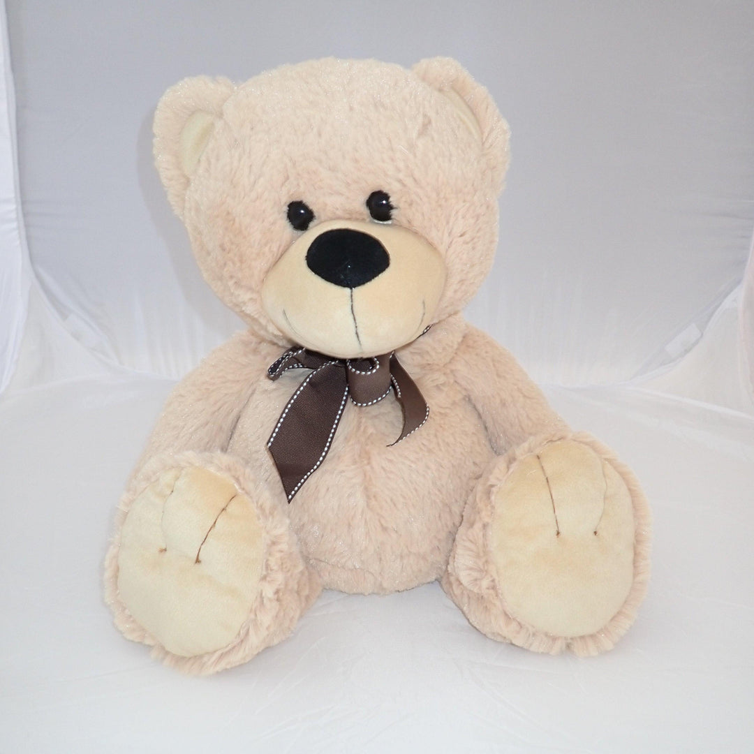 Medium Teddy bear light brown with dark brown ribbon - Nana's Weighted Blankets