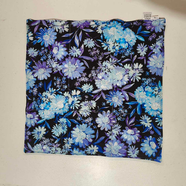 Small Lap - Blue Daisies on black (Pre-Made & Ready to Ship!)