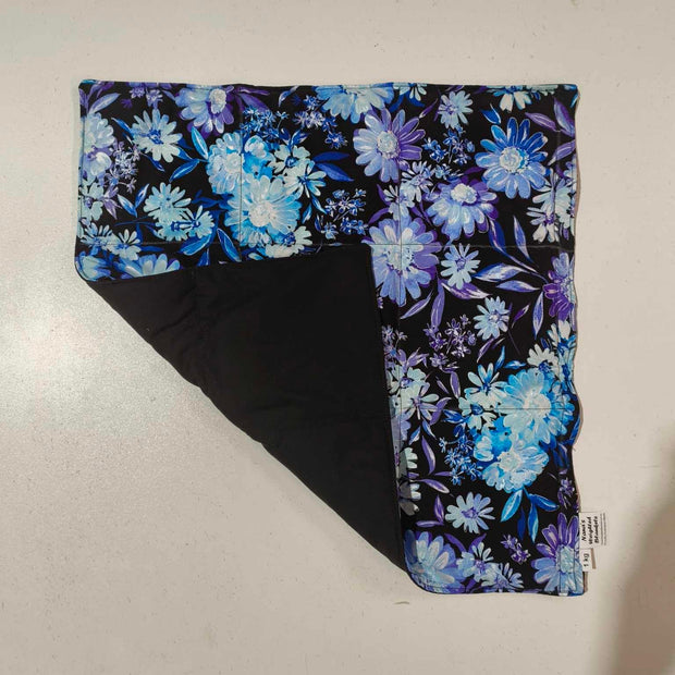 Small Lap - Blue Daisies on black (Pre-Made & Ready to Ship!)