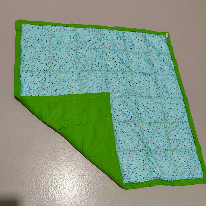 Large Lap Blanket - Light blue Confetti on Green (Pre-Made & Ready to Ship!)