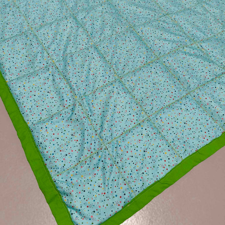 Large Lap Blanket - Light blue Confetti on Green (Pre-Made & Ready to Ship!)