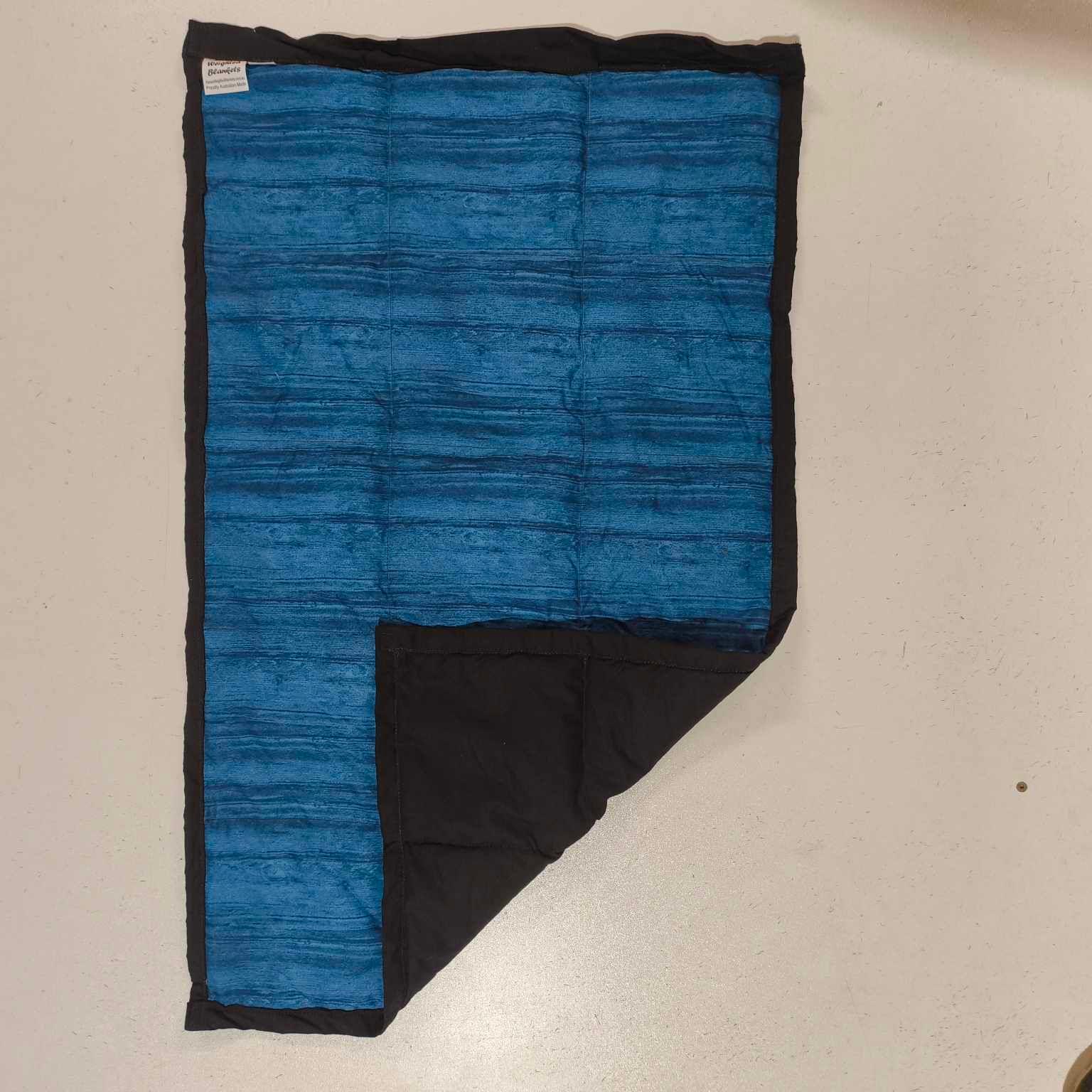 Medium Lap Blanket - Blue with Black Stripes on Black (Pre-Made & Ready to Ship!)