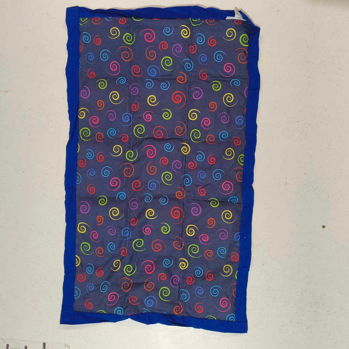 Premade - Medium Lap Blanket - Rainbow Swirls on Royal Blue