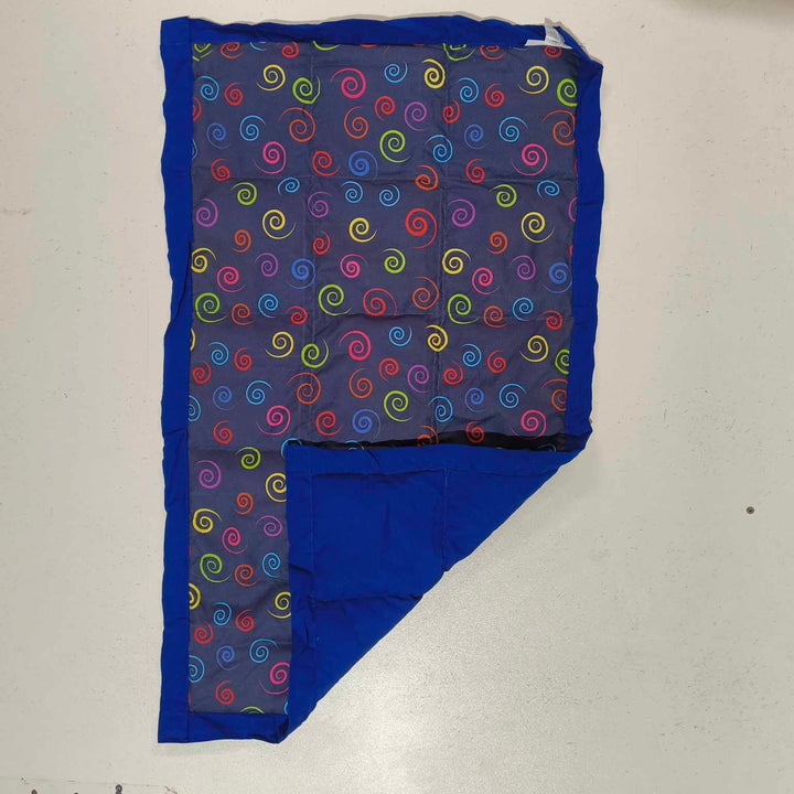Premade - Medium Lap Blanket - Rainbow Swirls on Royal Blue