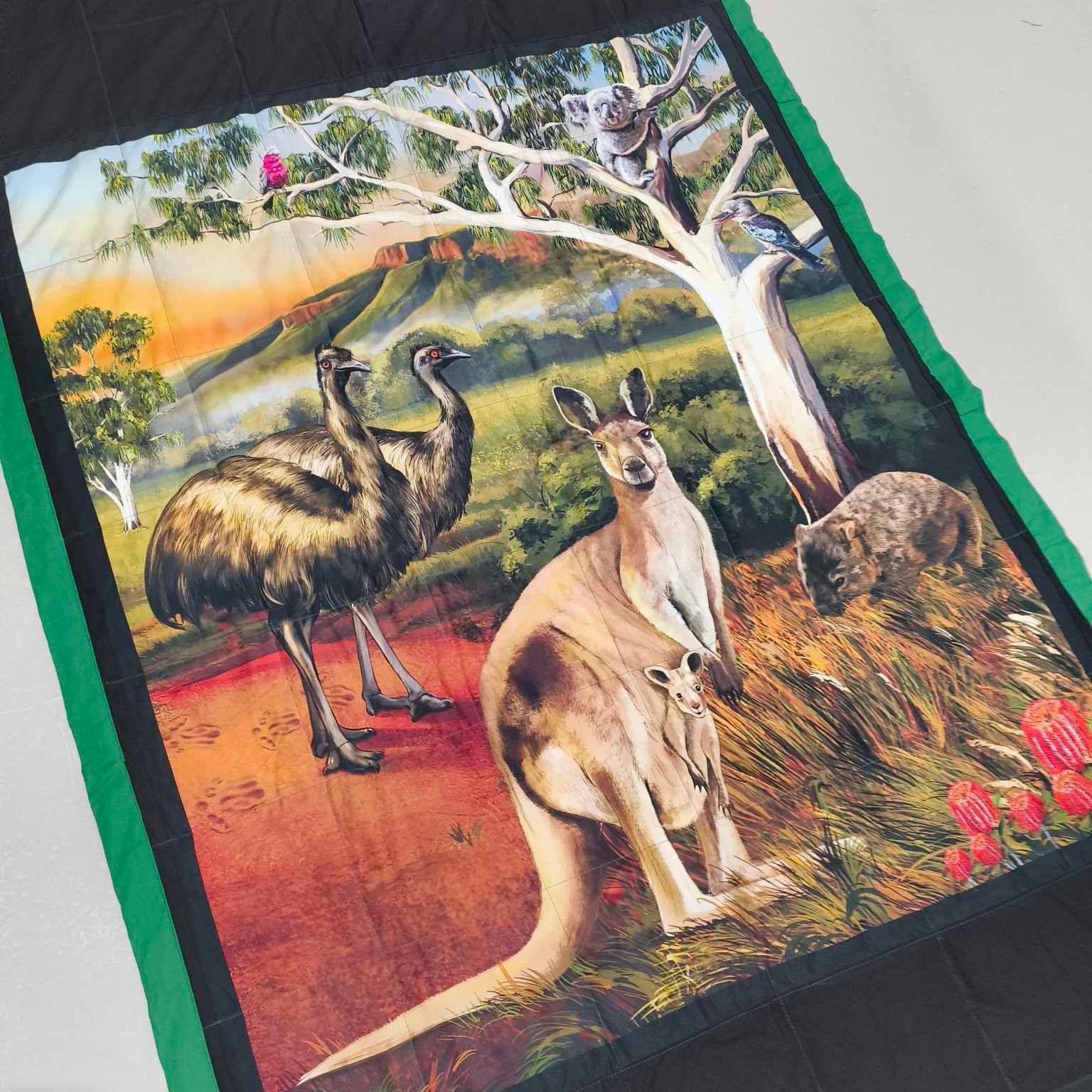 Single Bed Blanket - Aussie Wildlife Panel (Pre-Made & Ready to Ship!)