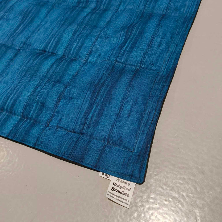 Premade - Single Bed Blanket - Blue with Black Stripes on Black