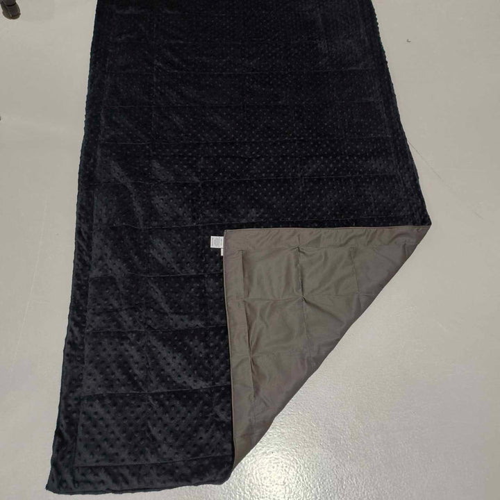 Premade - Single Bed - Minky Black Dot on Charcoal