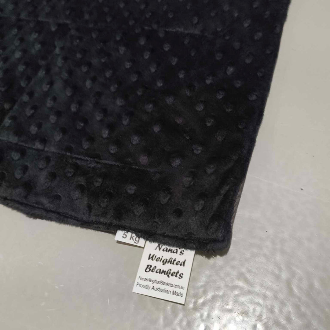 Premade - Single Bed - Minky Black Dot on Charcoal