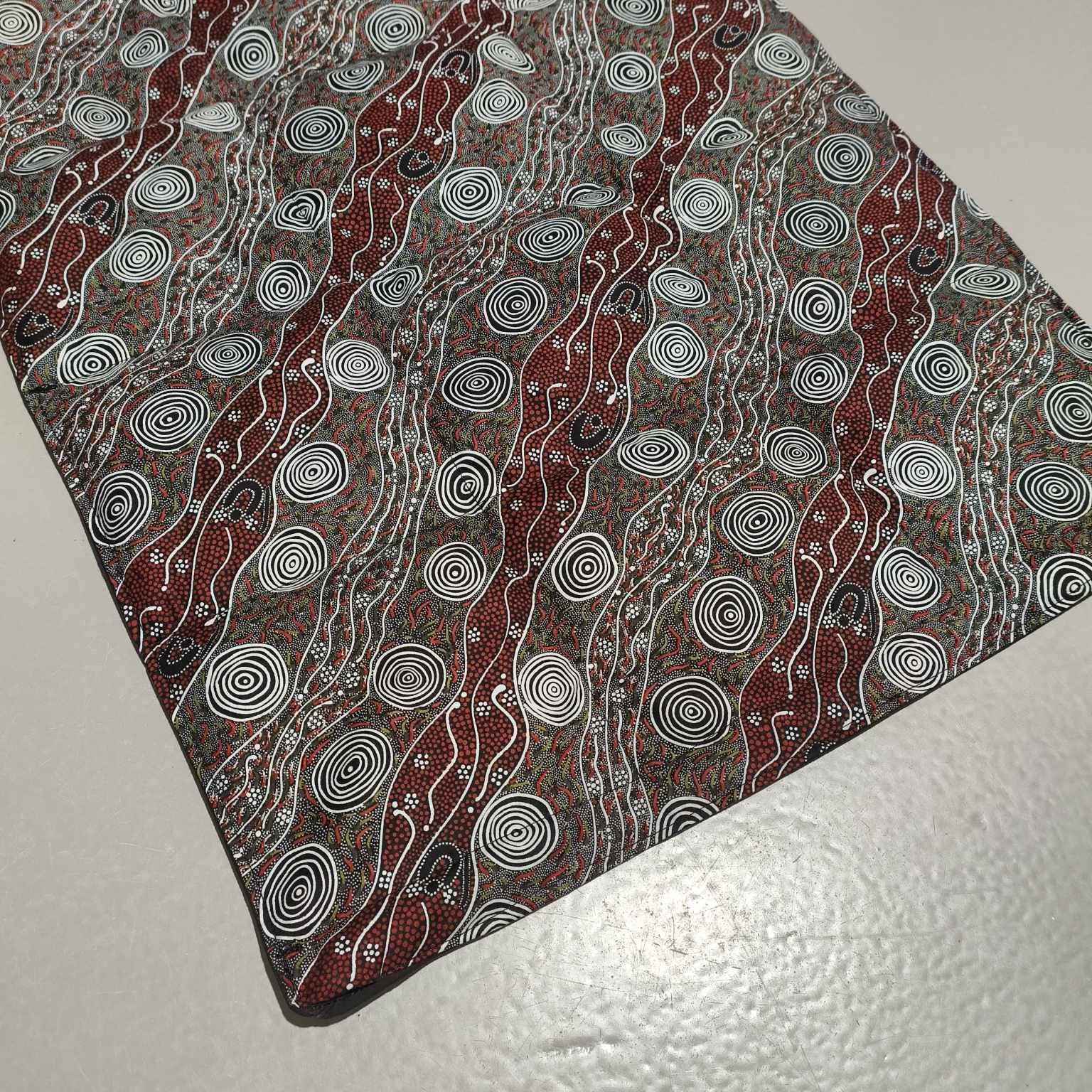 Medium Lap Blanket – Bush Camp Red by Audrey Martin Napanangka on Black (Pre-Made & Ready to Ship!)