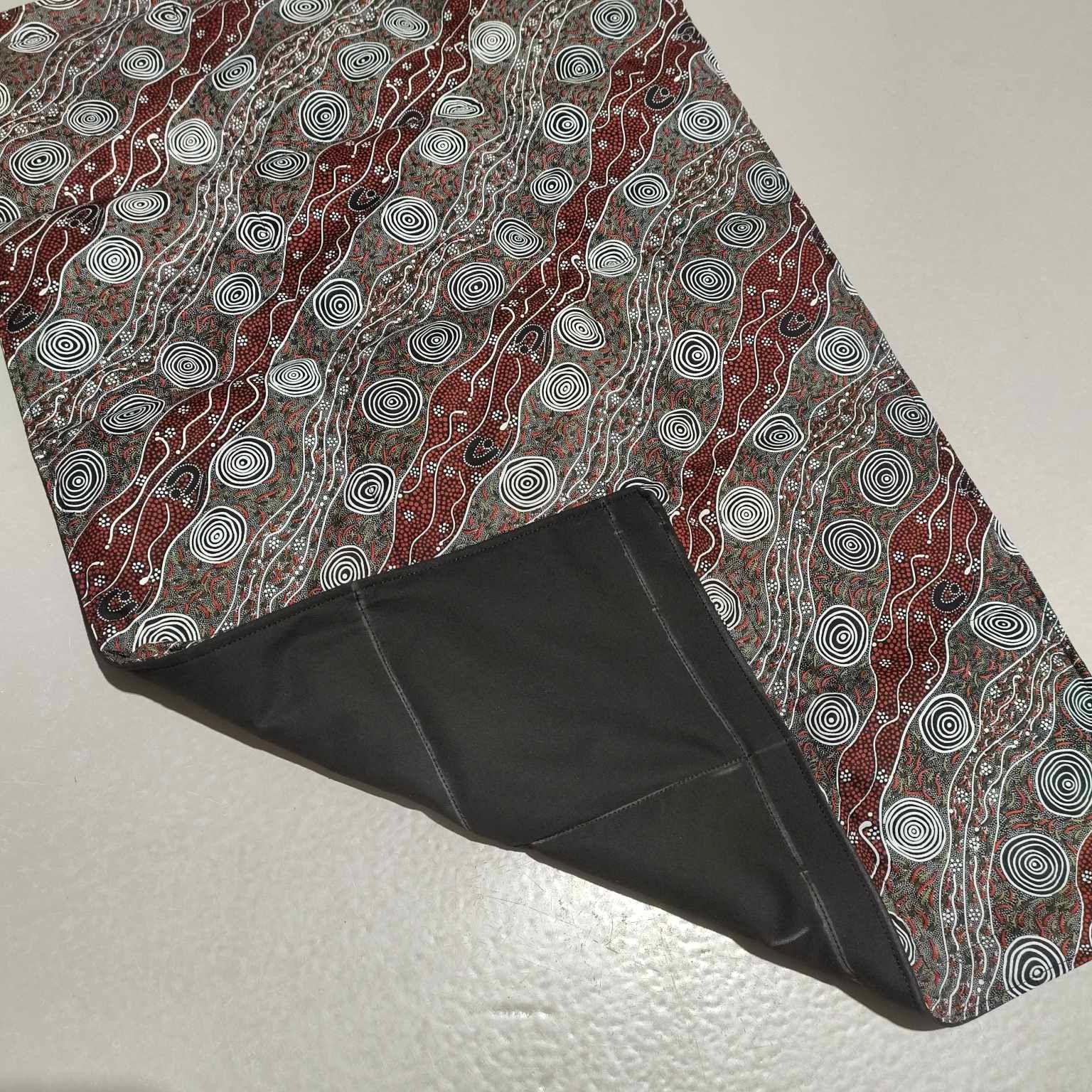 Medium Lap Blanket – Bush Camp Red by Audrey Martin Napanangka on Black (Pre-Made & Ready to Ship!)