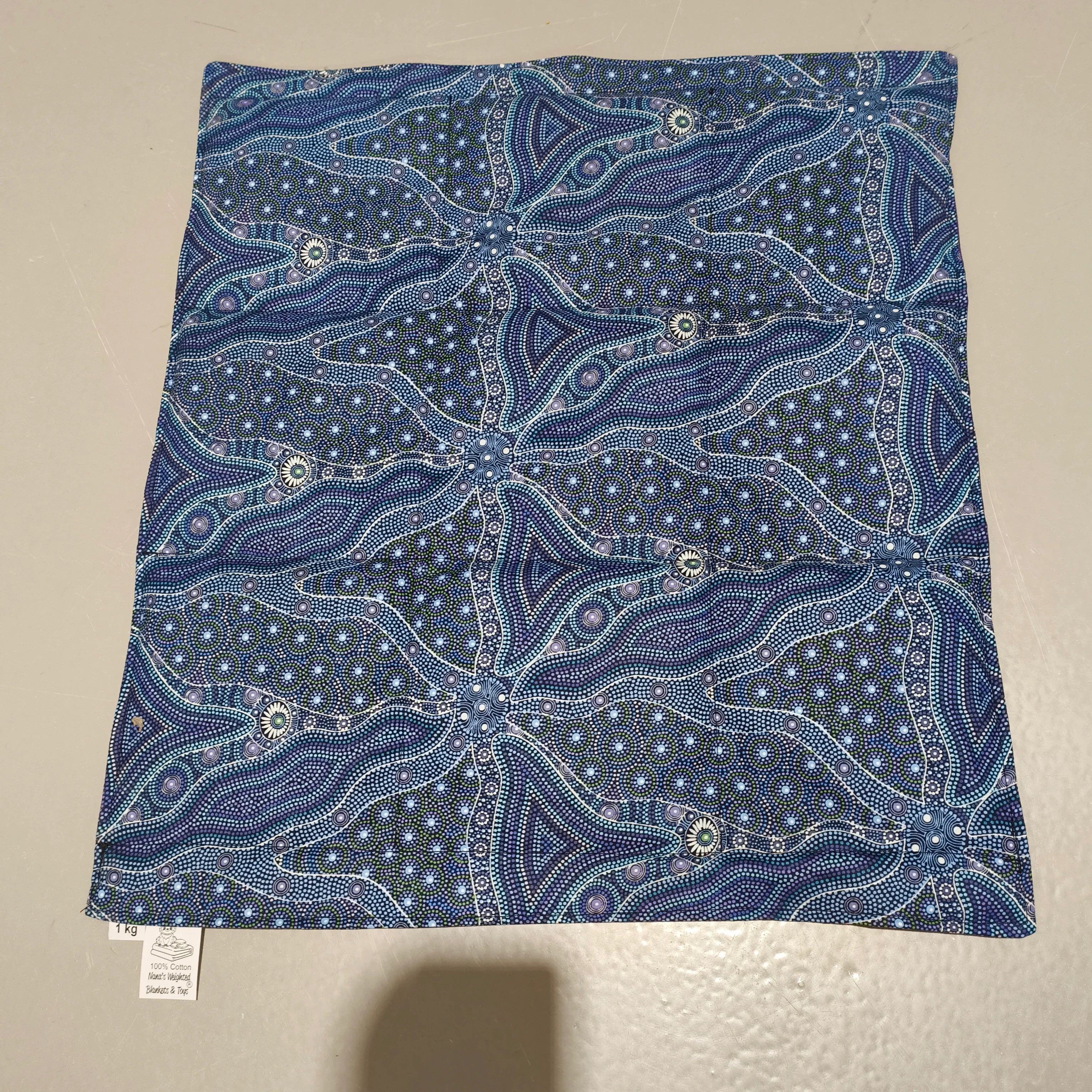 Small Lap Blanket – Bush Tomato & Waterhole Blue (Pre-Made & Ready to Ship!)