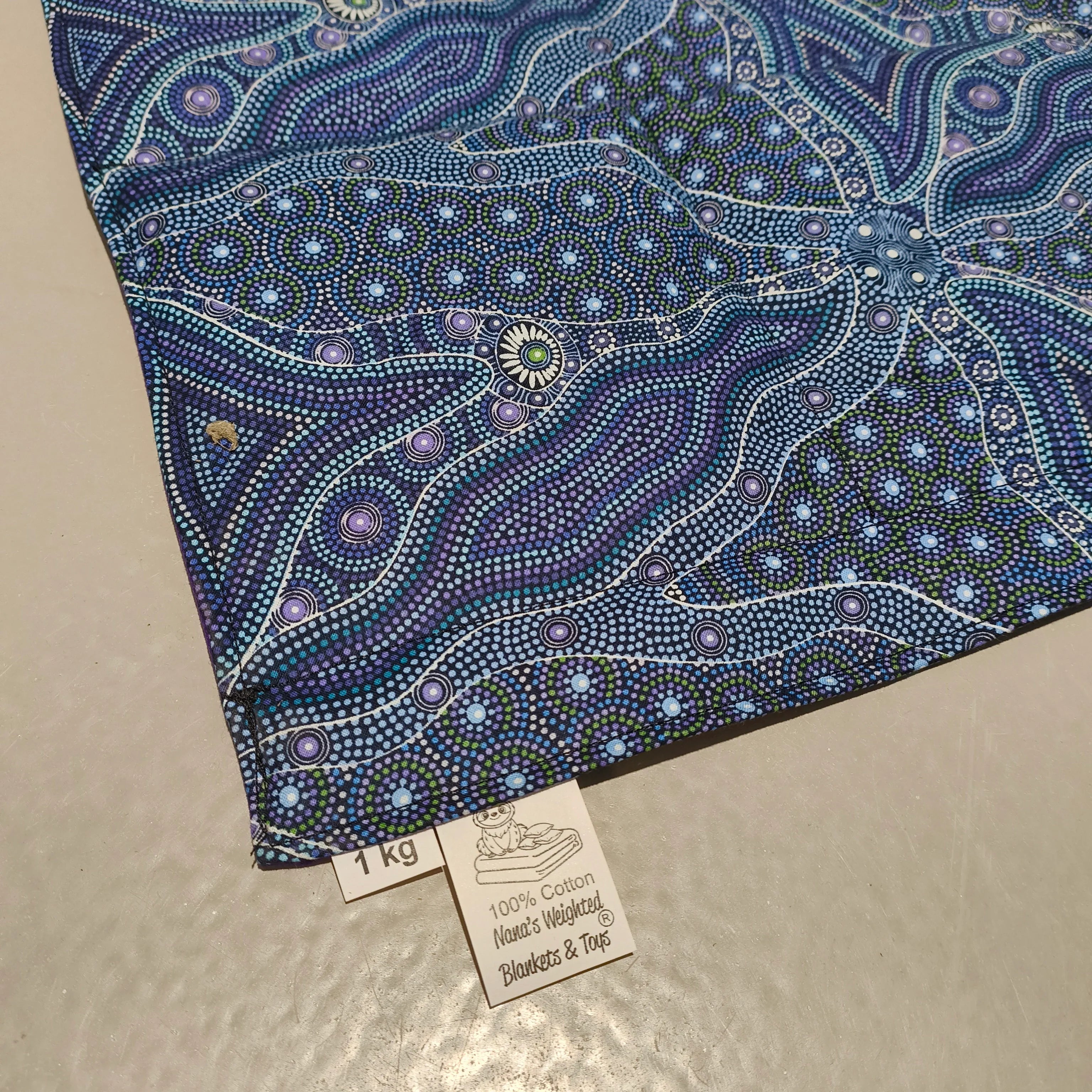 Small Lap Blanket – Bush Tomato & Waterhole Blue (Pre-Made & Ready to Ship!)