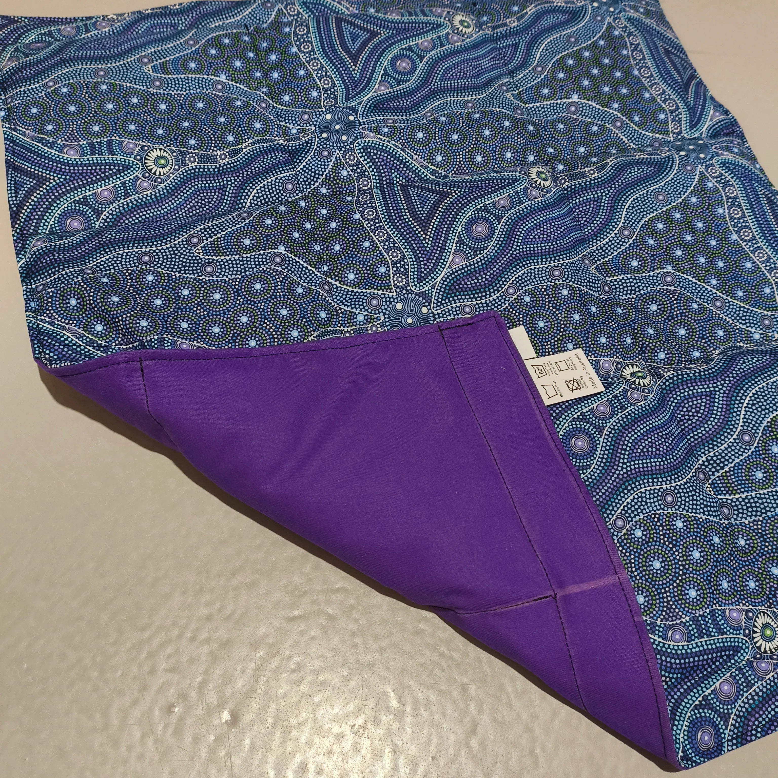 Small Lap Blanket – Bush Tomato & Waterhole Blue (Pre-Made & Ready to Ship!)