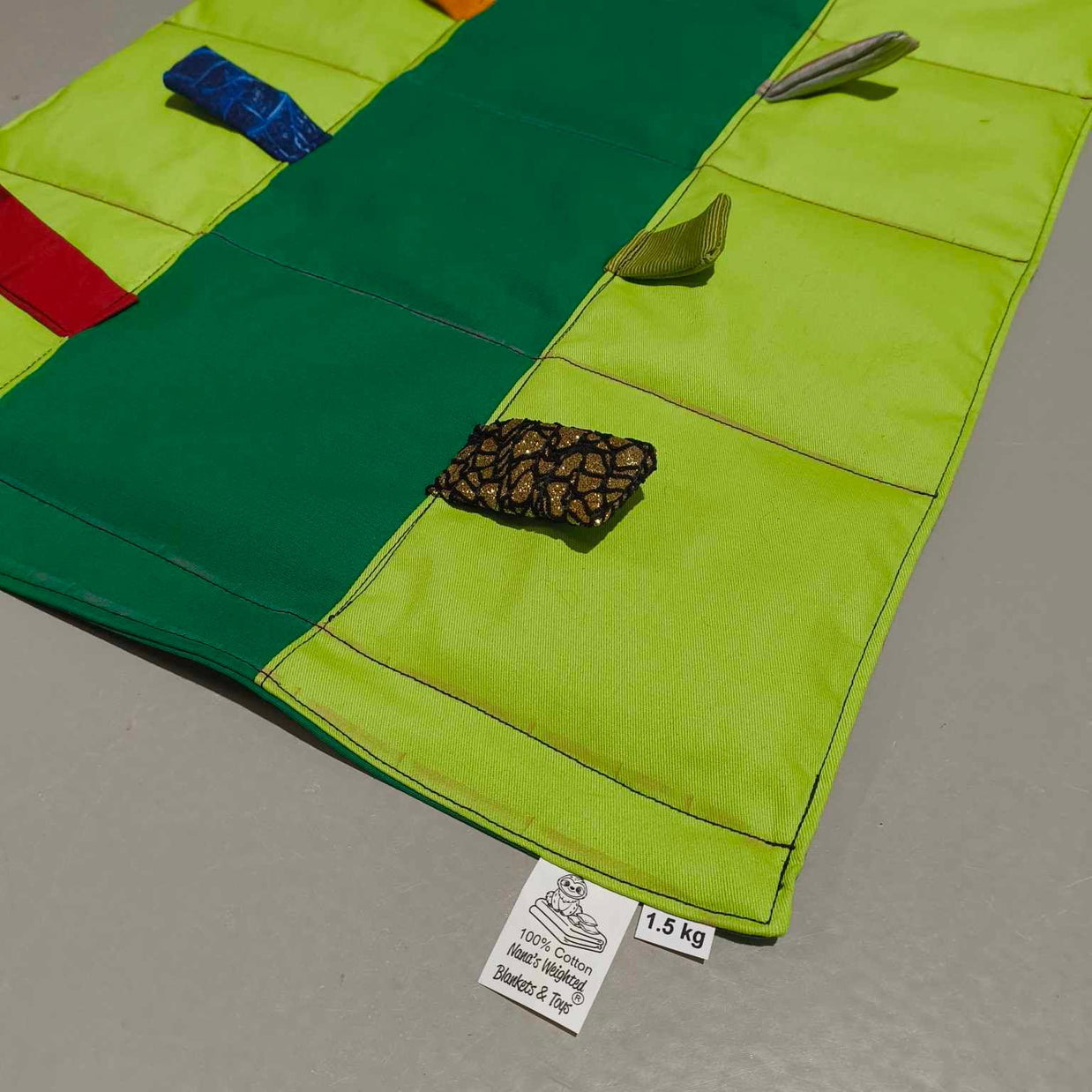1.5kg Medium Weighted Lap Blanket with Sensory Fiddle Tags
