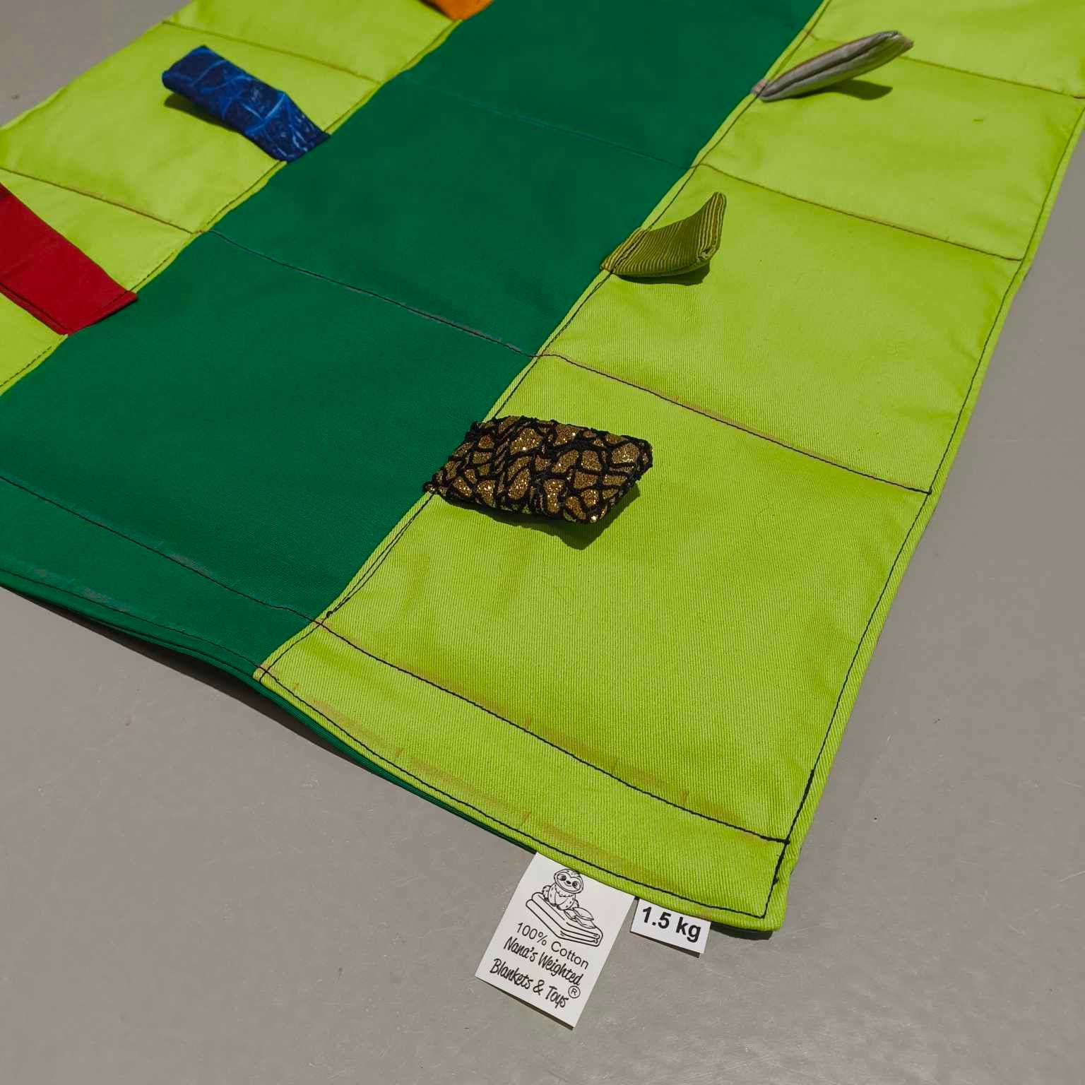 1.5kg Medium Weighted Lap Blanket with Sensory Fiddle Tags