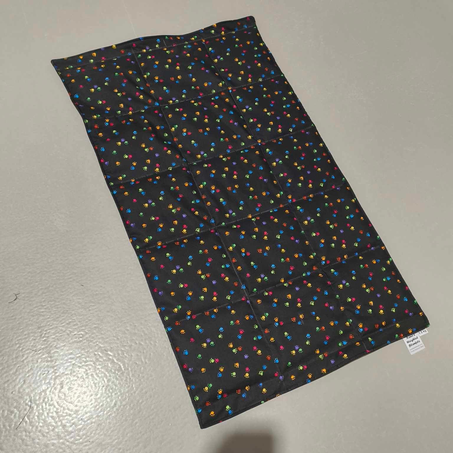 Medium Lap Blanket - Rainbow Paws on Black (Pre-Made & Ready to Ship!)