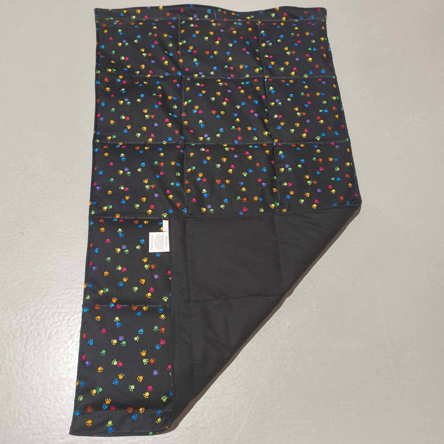 Medium Lap Blanket - Rainbow Paws on Black (Pre-Made & Ready to Ship!)