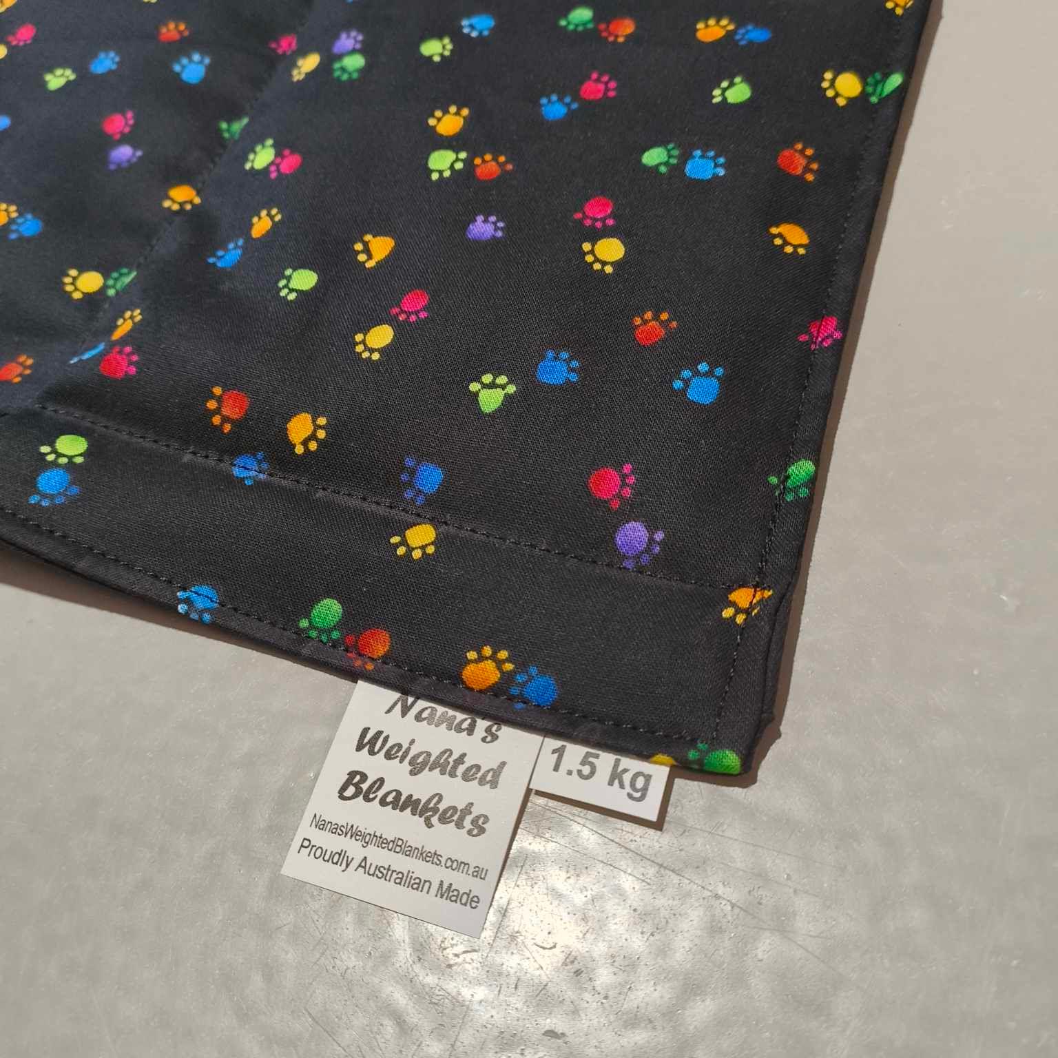 Medium Lap Blanket - Rainbow Paws on Black (Pre-Made & Ready to Ship!)