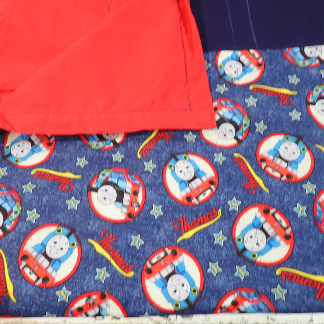Premade Blanket Skin - Single Bed -Red navy Trains