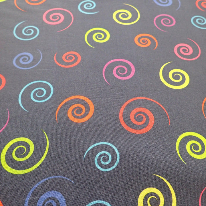 Large Rainbow Spirals on Navy - Nana's Weighted Blankets