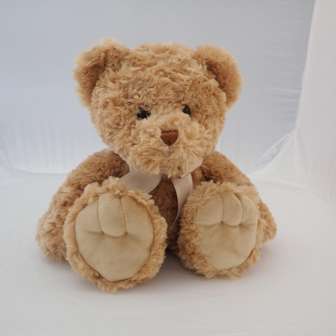 Medium Teddy bear light brown with cream ribbon - Nana's Weighted Blankets
