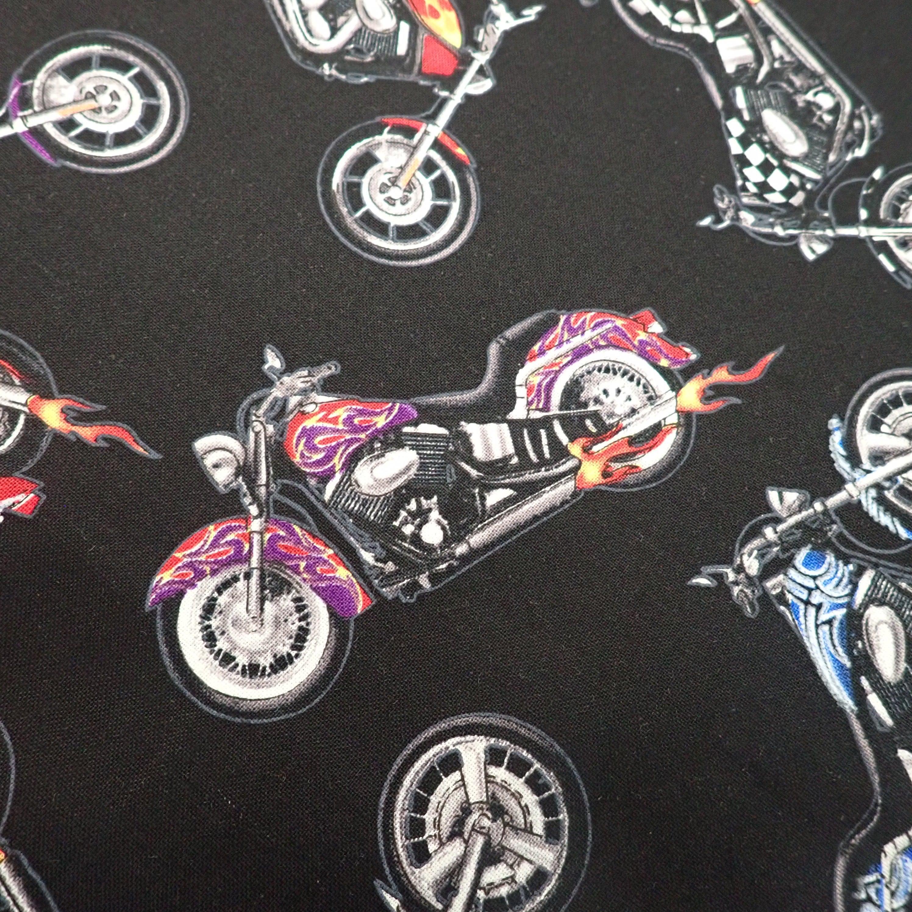 Motorbikes on black - Nana's Weighted Blankets