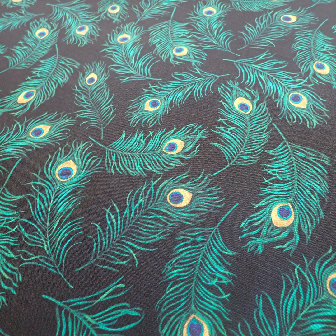 Peacock Feathers on black - Nana's Weighted Blankets