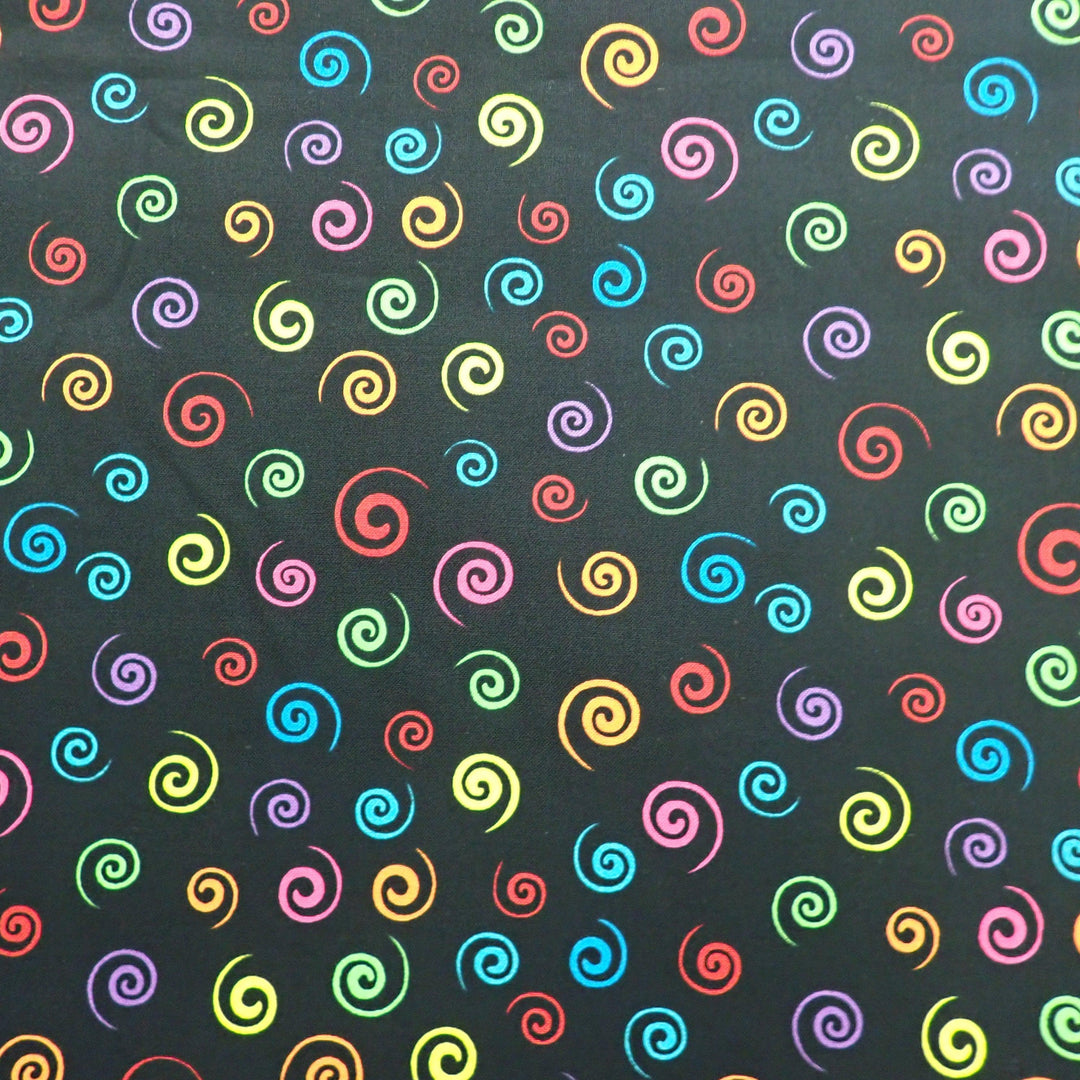 Rainbow spirals on Black - Nana's Weighted Blankets