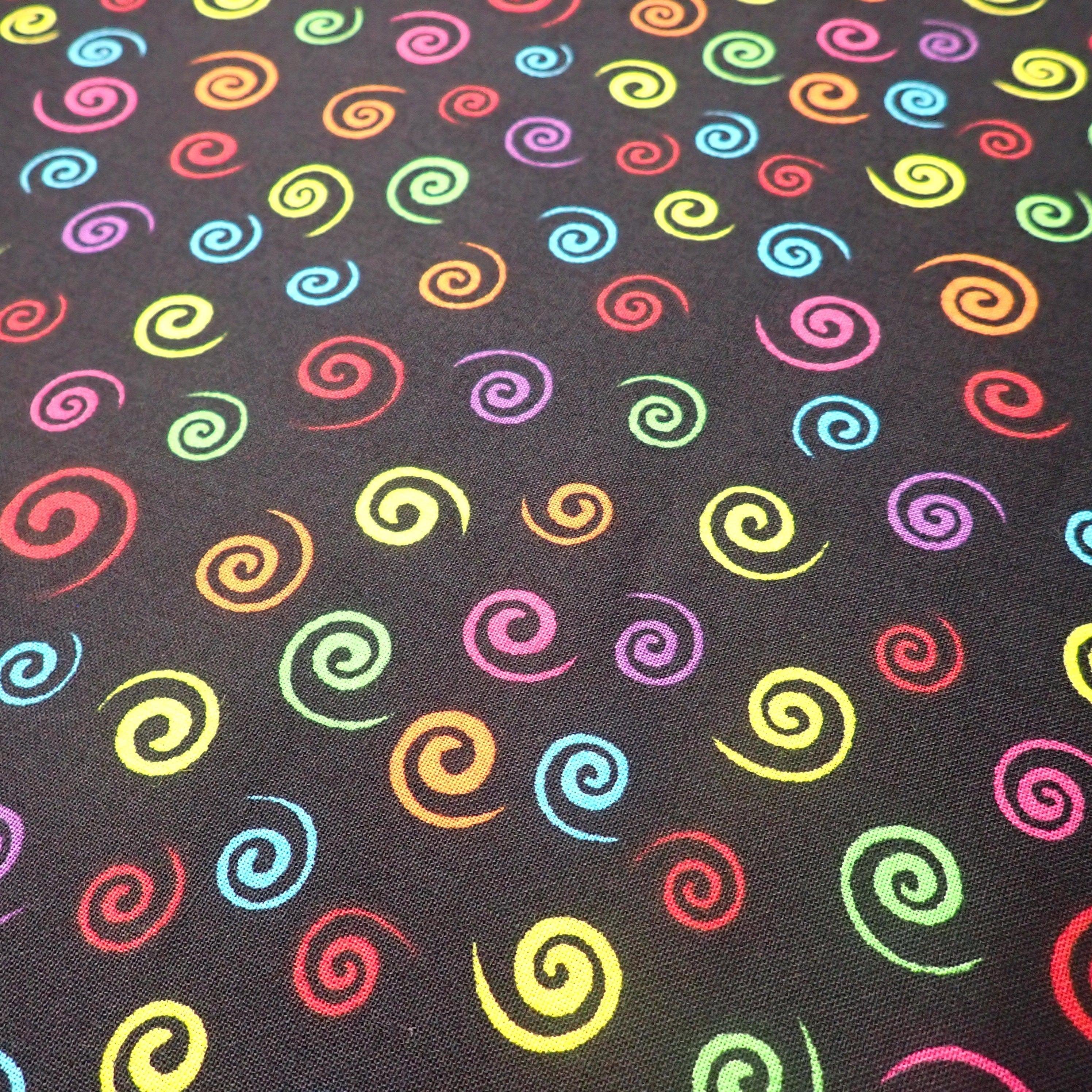 Rainbow spirals on Black - Nana's Weighted Blankets