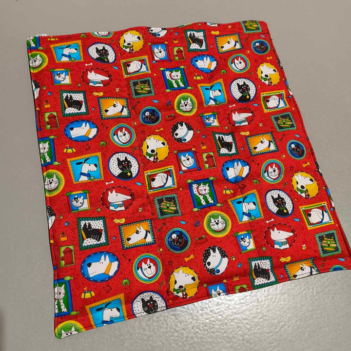Small Lap Blanket – Cats and Dogs on Black (Pre-Made & Ready to Ship!)