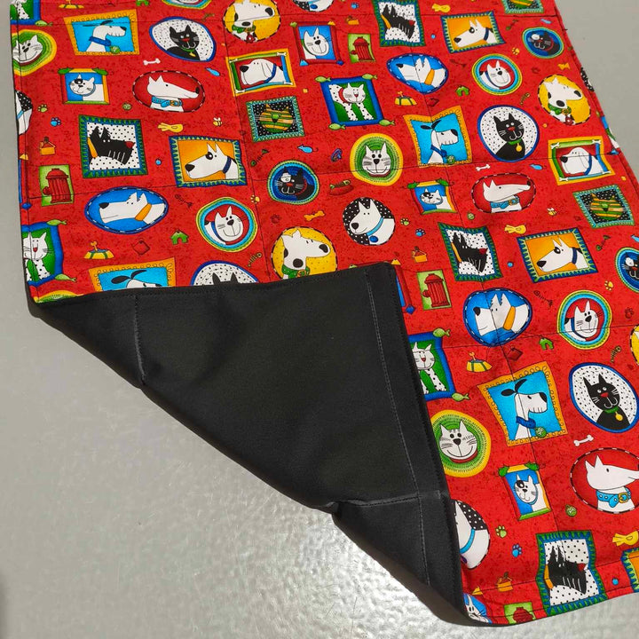 Small Lap Blanket – Cats and Dogs on Black (Pre-Made & Ready to Ship!)
