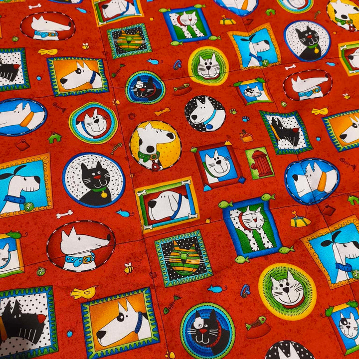 Small Lap Blanket – Cats and Dogs on Black (Pre-Made & Ready to Ship!)