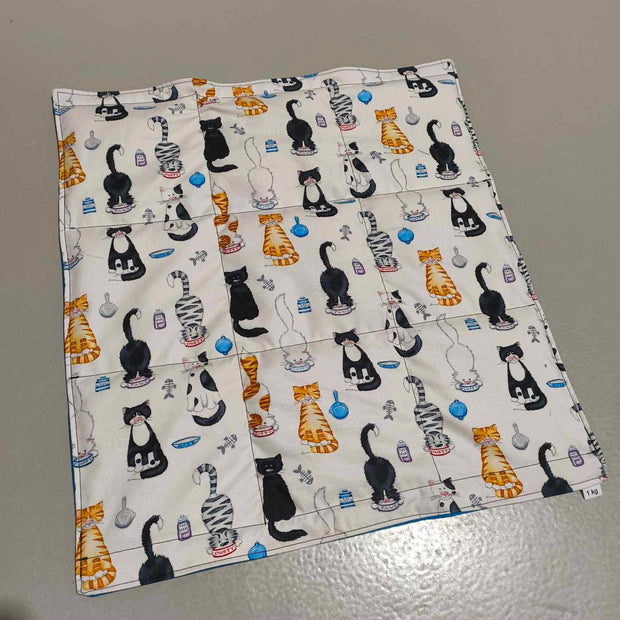 Small Lap Blanket – Meow on Blue (Pre-Made & Ready to Ship!)