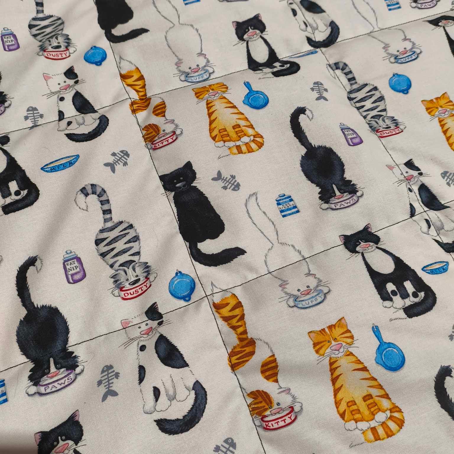 Small Lap Blanket – Meow on Blue (Pre-Made & Ready to Ship!)