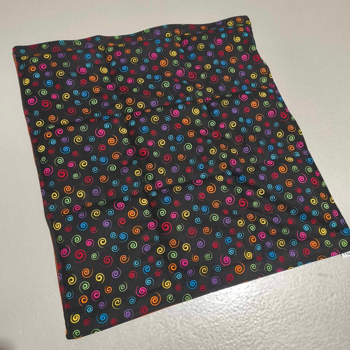 Small Lap Blanket – Rainbow Spirals on Orange (Pre-Made & Ready to Ship!)