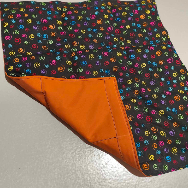 Small Lap Blanket – Rainbow Spirals on Orange (Pre-Made & Ready to Ship!)