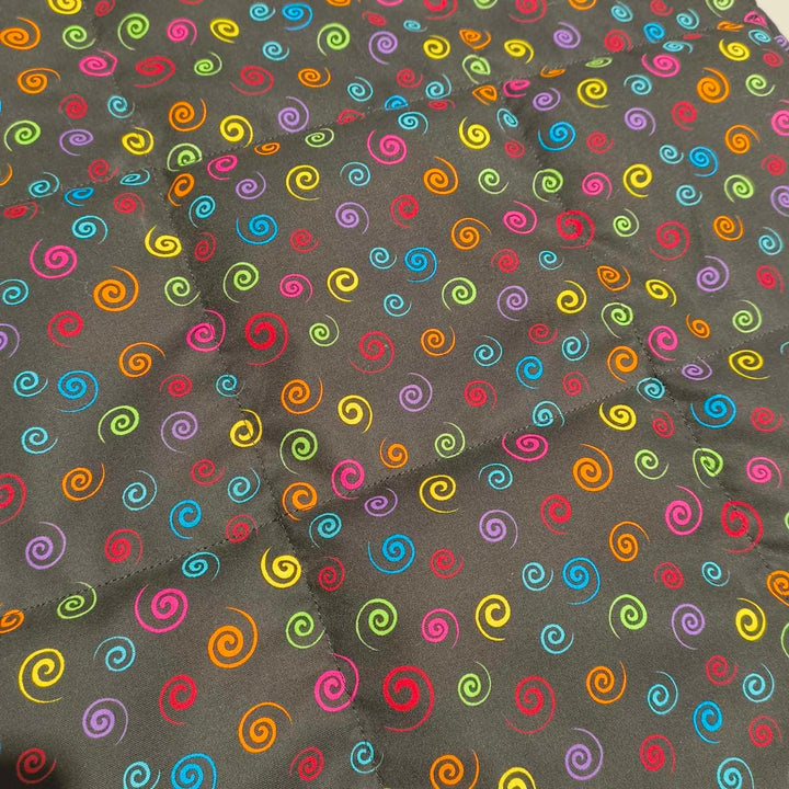 Small Lap Blanket – Rainbow Spirals on Orange (Pre-Made & Ready to Ship!)