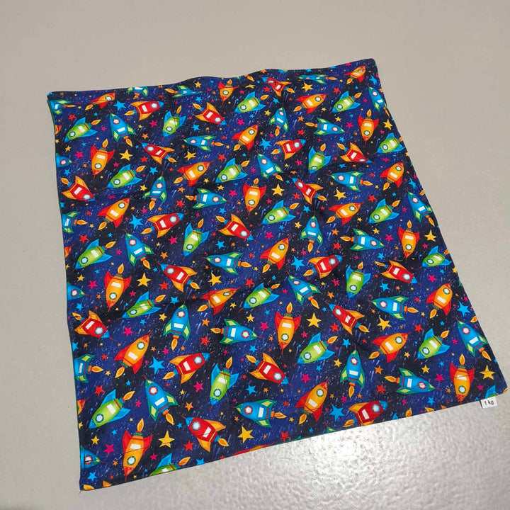 Small Lap Blanket – Rockets on Green (Pre-Made & Ready to Ship!)