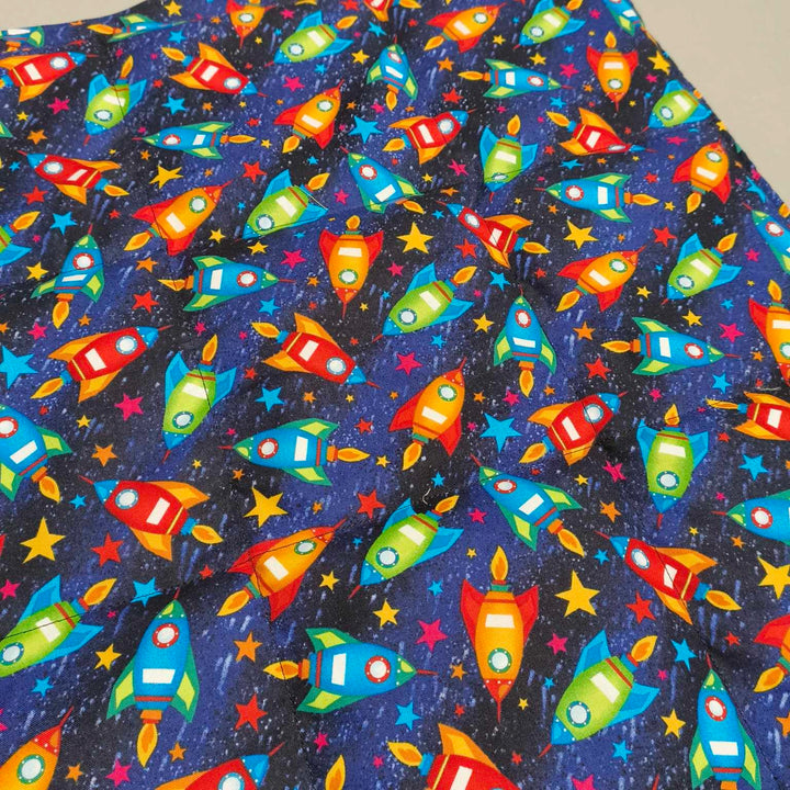 Small Lap Blanket – Rockets on Green (Pre-Made & Ready to Ship!)