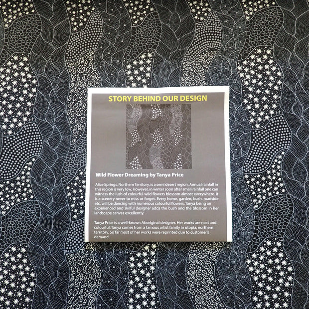 Wildflowers Dreaming Black by Tanya Price - Nana's Weighted Blankets