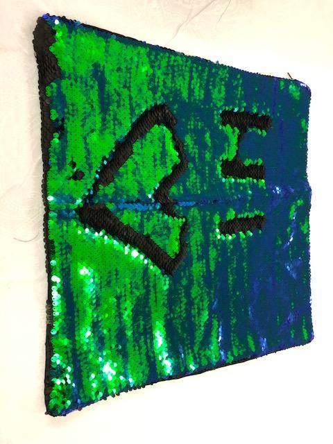Blue/ Green sequin cushion 3 kg $50 - Nana's Weighted Blankets
